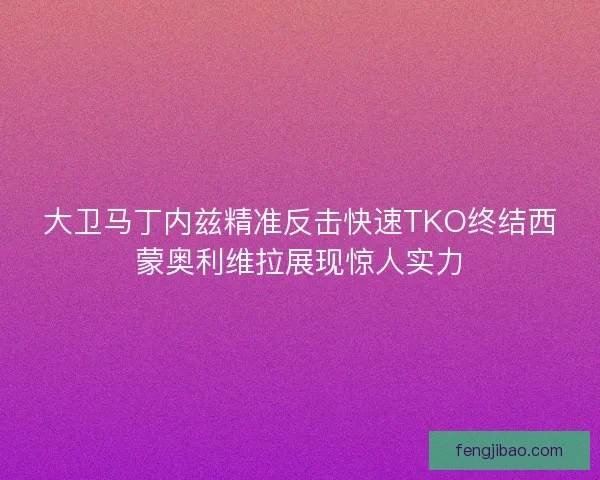 大卫马丁内兹精准反击快速TKO终结西蒙奥利维拉展现惊人实力
